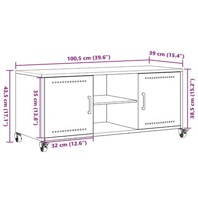 vidaXL Tv-meubel 100,5x39x43,5 cm staal olijfgroen