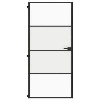 vidaXL Binnendeur smal 93x201,5 cm gehard glas en aluminium zwart