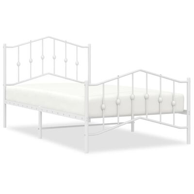 vidaXL Bedframe met hoofd- en voeteneinde metaal wit 100x190 cm