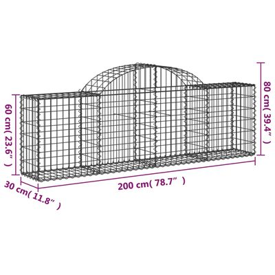 vidaXL Schanskorven 25 st gewelfd 200x30x60/80 cm gegalvaniseerd ijzer