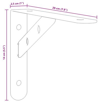 vidaXL Plankdragers 4 st 20x2,5x14 cm roestvrijstaal zilverkleurig