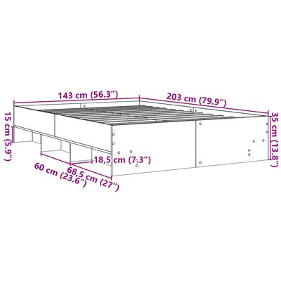 vidaXL Bedframe zonder matras bewerkt hout bruin eikenkleur 140x200 cm