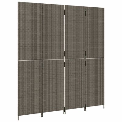 vidaXL Kamerscherm 4 panelen poly rattan grijs