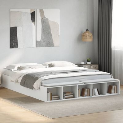 vidaXL Bedframe massief hout wit 200x200 cm