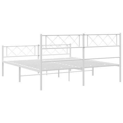 vidaXL Bedframe met hoofd- en voeteneinde metaal wit 160x200 cm