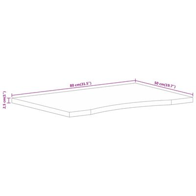 vidaXL Bureaublad met ronding 80x50x2,5 cm massief ruw mangohout