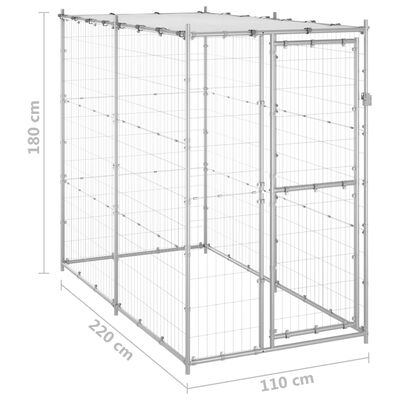 vidaXL Hondenkennel buiten met dak 110x220x180 cm gegalvaniseerd staal