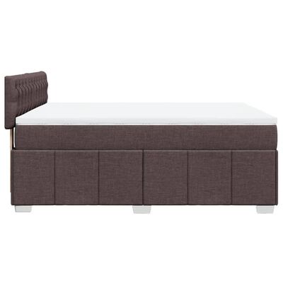 vidaXL Boxspring met matras stof donkerbruin 140x200 cm