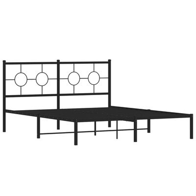 vidaXL Bedframe met hoofdbord metaal zwart 160x200 cm