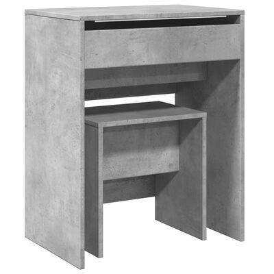 vidaXL Kaptafel met krukje 60x40x113,5 cm betongrijs