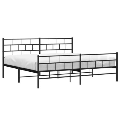 vidaXL Bedframe met hoofd- en voeteneinde metaal zwart 183x213 cm