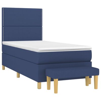 vidaXL Boxspring met matras stof blauw 90x190 cm