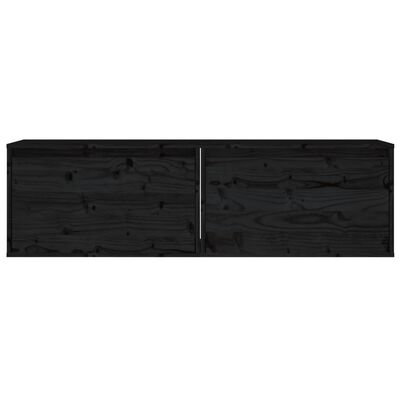 vidaXL Wandkasten 2 st 60x30x35 cm massief grenenhout zwart