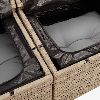 vidaXL 9-delige Loungeset met kussens poly rattan gemengd beige