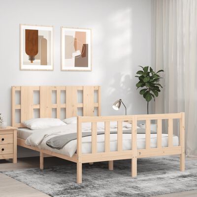 vidaXL Bedframe met hoofdbord massief hout