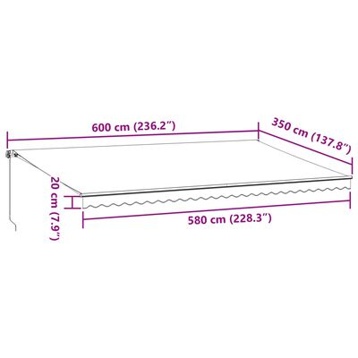 vidaXL Luifel handmatig uittrekbaar 600x350 cm bruin