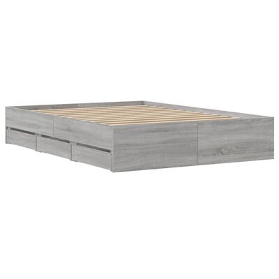 vidaXL Bedframe met lades bewerkt hout grijs sonoma eiken 120x190 cm