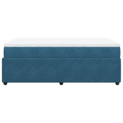 vidaXL Boxspring met matras fluweel donkerblauw 120x190 cm