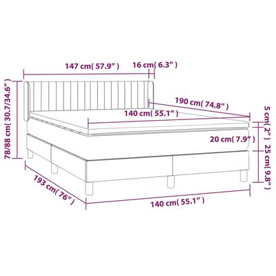 vidaXL Boxspring met matras fluweel zwart 140x190 cm