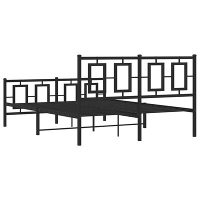 vidaXL Bedframe met hoofd- en voeteneinde metaal zwart 140x190 cm