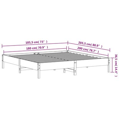 vidaXL Bedframe zonder matras massief grenenhout wasbruin 180x200 cm