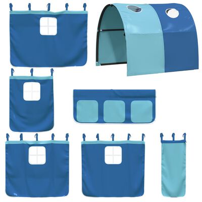 vidaXL Kinderhoogslaper met tunnel 80x200 cm massief grenenhout blauw