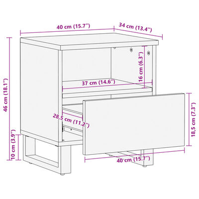 vidaXL Nachtkastjes 2 st 40x34x46 cm massief mangohout