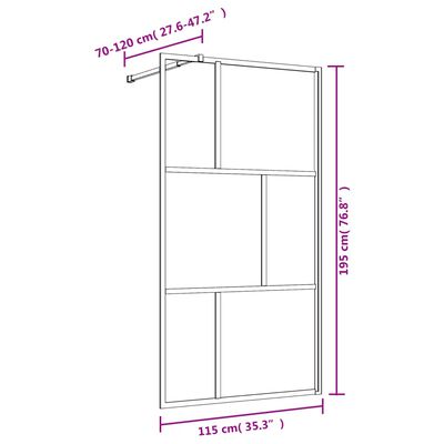 vidaXL Inloopdouchewand transparant 115x195 cm ESG-glas rood