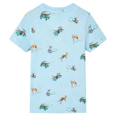 Kindershirt 128 gemêleerd lichtblauw