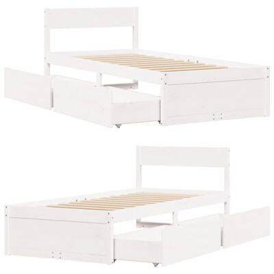 vidaXL Bedframe zonder matras massief grenenhout wit 75x190 cm