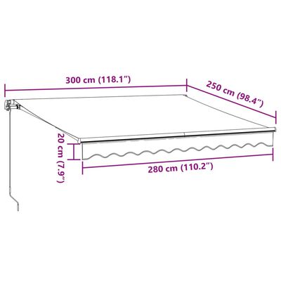 vidaXL Luifel handmatig uittrekbaar 300x250 cm bruin