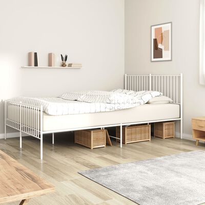 vidaXL Bedframe met hoofd- en voeteneinde metaal wit 150x200 cm