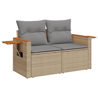 vidaXL 8-delige Loungeset met kussens poly rattan beige