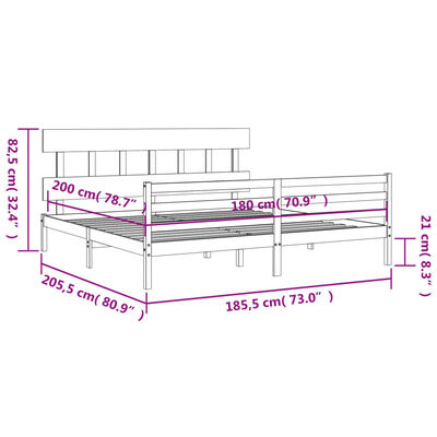 vidaXL Bedframe met hoofdbord massief hout wit