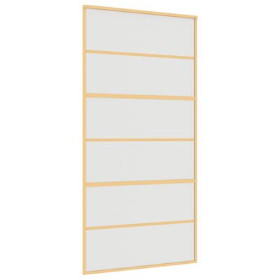 vidaXL Schuifdeur 102,5x205 cm mat ESG-glas en aluminium goudkleurig