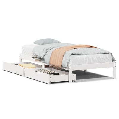 vidaXL Bedframe zonder matras massief grenenhout wit 90x200 cm