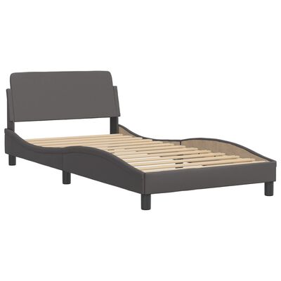 vidaXL Bed met matras kunstleer grijs 100x200 cm