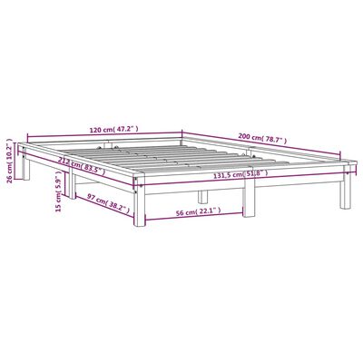 vidaXL Bedframe massief grenenhout honingbruin 120x200 cm