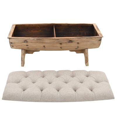 vidaXL Opbergbankje 103x51x44 cm massief hout en stof