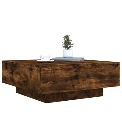 vidaXL Salontafel 80x80x31 cm bewerkt hout gerookt eikenkleurig