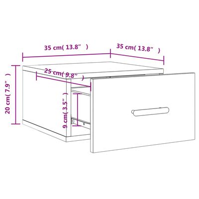 vidaXL Nachtkastjes 2 st wandgemonteerd 35x35x20 cm grijs sonoma eiken