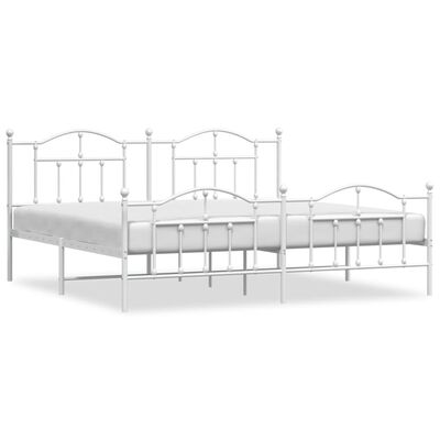 vidaXL Bedframe met hoofd- en voeteneinde metaal wit 200x200 cm