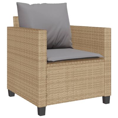 vidaXL 3-delige Bistroset met kussens poly rattan beige