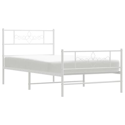 vidaXL Bedframe met hoofd- en voeteneinde metaal wit 80x200 cm