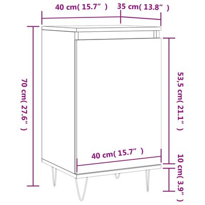 vidaXL Dressoirs 2 st 40x35x70 cm bewerkt hout hoogglans wit