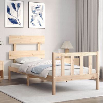 vidaXL Bedframe met hoofdbord massief hout