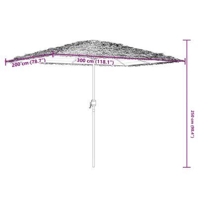 vidaXL Parasol met stalen paal 300x200x250 cm bruin