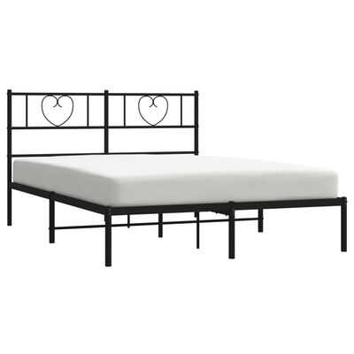 vidaXL Bedframe met hoofdbord metaal zwart 140x200 cm