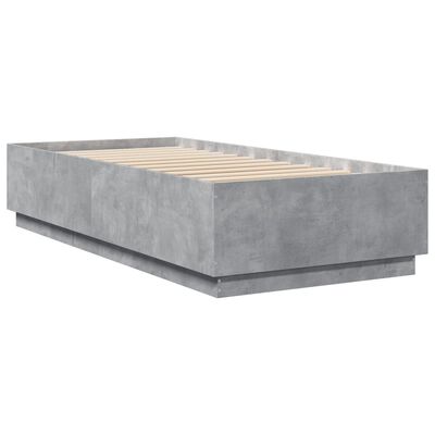 vidaXL Bedframe met LED-verlichting bewerkt hout betongrijs 90x200 cm