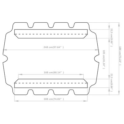 vidaXL Vervangingsluifel voor schommelbank 188/168x145/110 cm geel